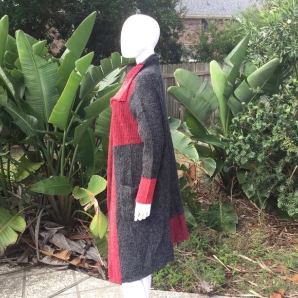 NWT Joseph A Long Open Ribbed Knit Sweater ColorBlock Cardigan - Picture 8 of 15